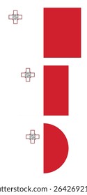 
Malta flag PNG vector. Malta square and round icon isolated on transparent PNG background. Malta flag icon.