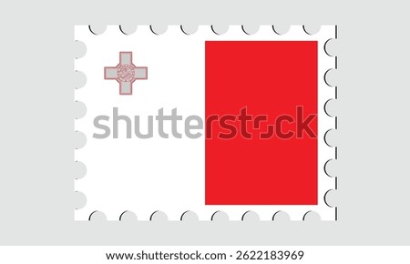 malta Flag Postage on white background with shadow. Vector Stamp.