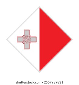 malta flag - rhombus shape icon on white background	