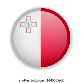 Malta flag round bright icon vector Illustration