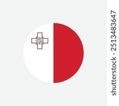 Malta Flag in round shape, Malta Flag for national day celebration, Malta flag button, icon, symbol	