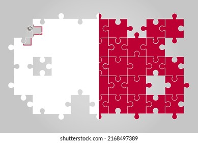 Malta flag shape of jigsaw puzzle vector, puzzle map, Malta flag for children and classroom, country logo asset, solve problem concept, flat design