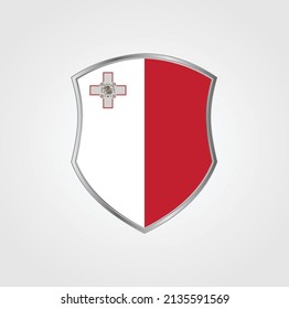 Malta Flag with Shield Frame. National Flag
