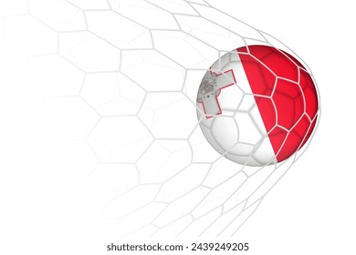 Balón de fútbol de la bandera de Malta en la red. Ilustración deportiva vectorial.