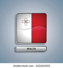 Malta flag square button vector illustration