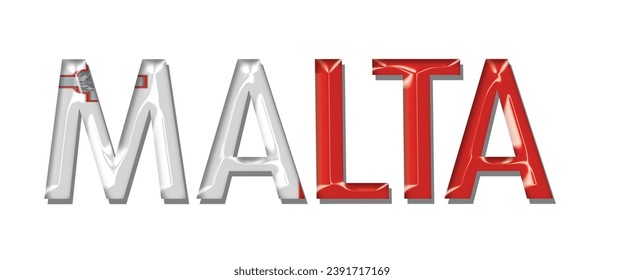 MALTA flag text font, 3D MALTA flag colorful background, MALTA flag vector illustration