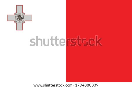 Malta flag vector graphic. Rectangle Maltese flag illustration. Malta country flag is a symbol of freedom, patriotism and independence.