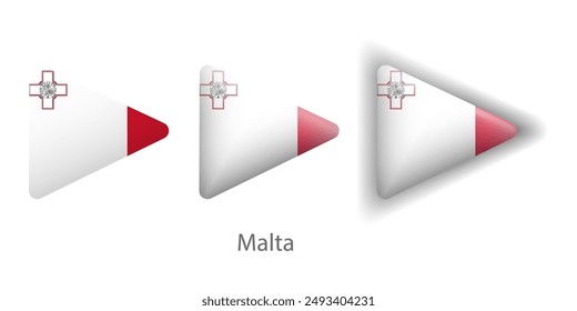 Malta flag vector icons set in the shape of rounded triangle