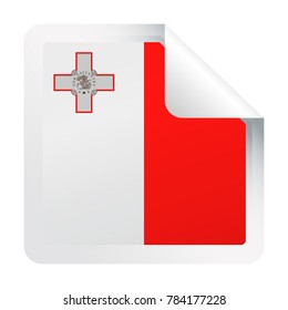 Malta Flag Vector Square Corner Paper Icon - Illustration