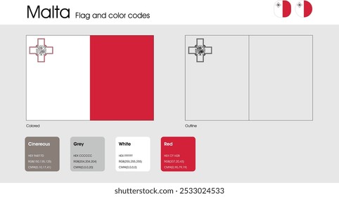 Versión de la bandera de Malta de colores, contorno e iconos