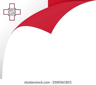 Malta flag wave isolated on png or transparent background vector illustration.