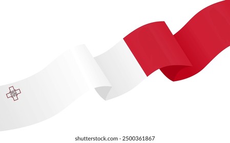 Malta flag wave isolated on png or transparent background vector illustration.