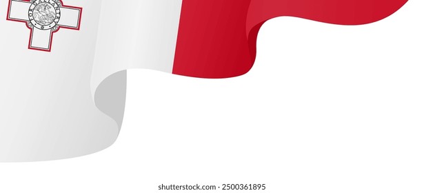 Malta flag wave isolated on png or transparent background vector illustration.