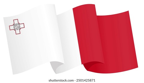 Malta flag wave isolated on png or transparent background vector illustration.