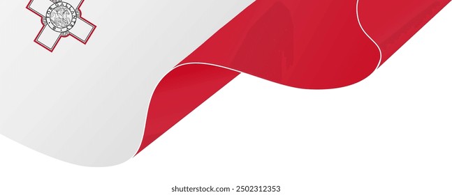 Malta flag wave isolated on png or transparent background vector illustration.