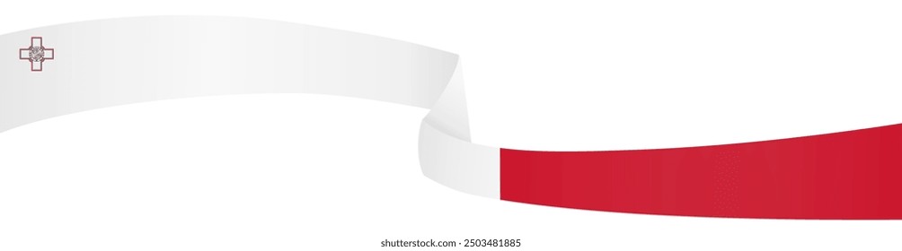 Onda de bandera de Malta aislada en png o Ilustración vectorial de fondo transparente.