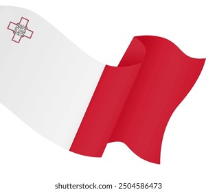 Onda de bandera de Malta aislada en png o Ilustración vectorial de fondo transparente.