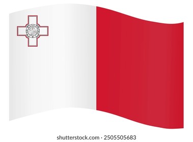 Onda de bandera de Malta aislada en png o Ilustración vectorial de fondo transparente.