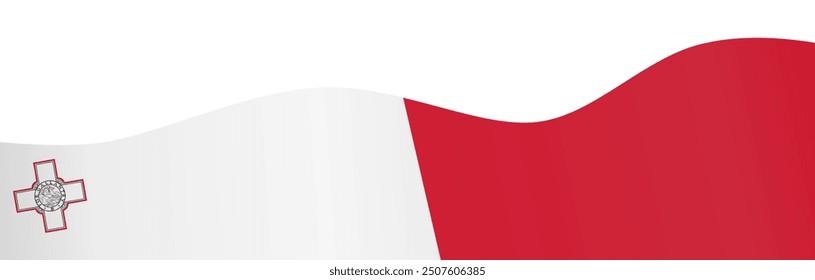 Onda de bandera de Malta aislada en png o Ilustración vectorial de fondo transparente.