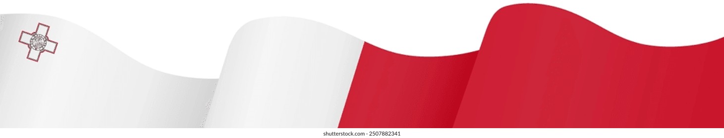 Onda de bandera de Malta aislada en png o Ilustración vectorial de fondo transparente.