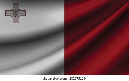 Malta flag waving. Background for patriotic and national design. Vector illustration
