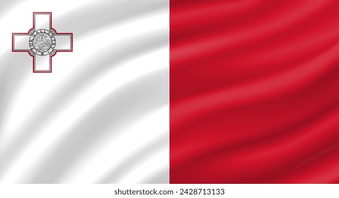 Malta flag waving. Background. Vector