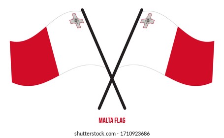 Malta Flag Waving Vektorillustration Illustration auf weißem Hintergrund. Malta National Flag.