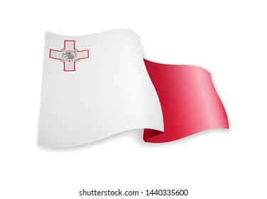 Malta flag in the wind. Flag on white background vector illustration