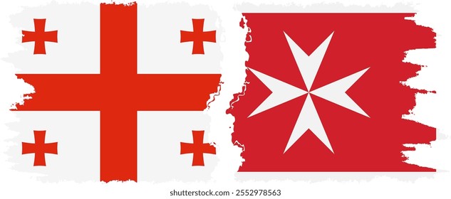 Malta and Georgia grunge flags connection, vector