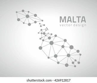 Malta grey outline vector map