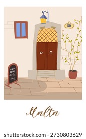 Malta hand drawn travel vector illustration, card.