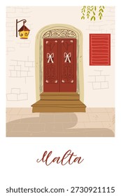 Malta hand drawn travel vector illustration, card.