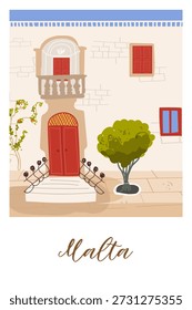 Malta hand drawn travel vector illustration, card.