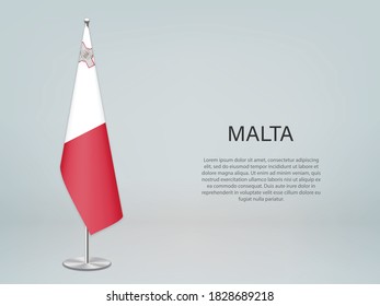 Malta hängt Flagge auf Stand. Vorlage für politisches Konferenzbanner