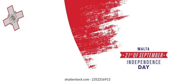 Malta Happy Unabhängigkeit Tag Grußkarte, Banner Vektorgrafik. Maltesischer Feiertag, 21. September Design-Element mit Not leidender Flagge