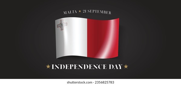 Malta happy independence day greeting card, banner with template text vector illustration. Maltese memorial holiday 21st of September design element with flag with stripes