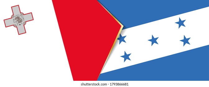 Banderas de Malta y Honduras, dos banderas vectoriales símbolo de relación o enfrentamiento.