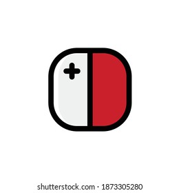 Malta Icon, National Flag Square Symbol.