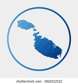 Malta icon. Polygonal map of the island in gradient ring. Round low poly Malta sign. Vector illustration.