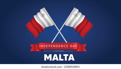 Bandera del 21 de septiembre, Día de la Independencia de Malta, con cartel de Vector