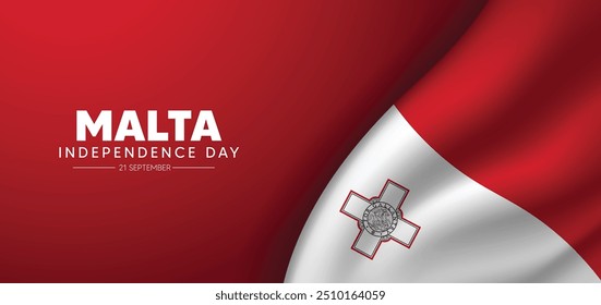 Dia da Independência de Malta 21 setembro acenando cartaz vetor bandeira