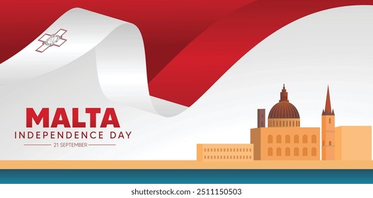 Dia da Independência de Malta 21 setembro cartaz vetor