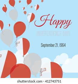 Malta Independence Day Greeting Card. Flying Flat Balloons In National Colors of Malta. Happy Independence Day Vector Illustration. Maltese Flag Balloons.