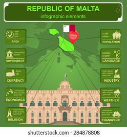 Malta infographics, statistical data, sights. Vector illustration