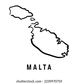 Malta island map simple outline. Vector hand drawn simplified style map.