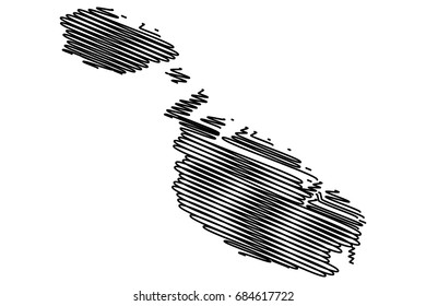 Malta island map vector illustration, scribble sketch  Malta island