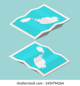 Malta isometric maps. Two sides view. Vector illustration