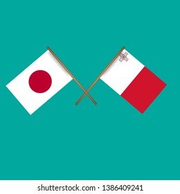 Malta and japan crossed flags.