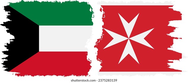 Conexión de banderas gruesas de Malta y Kuwait, vector