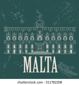 Malta landmarks. Retro styled image. Vector illustration